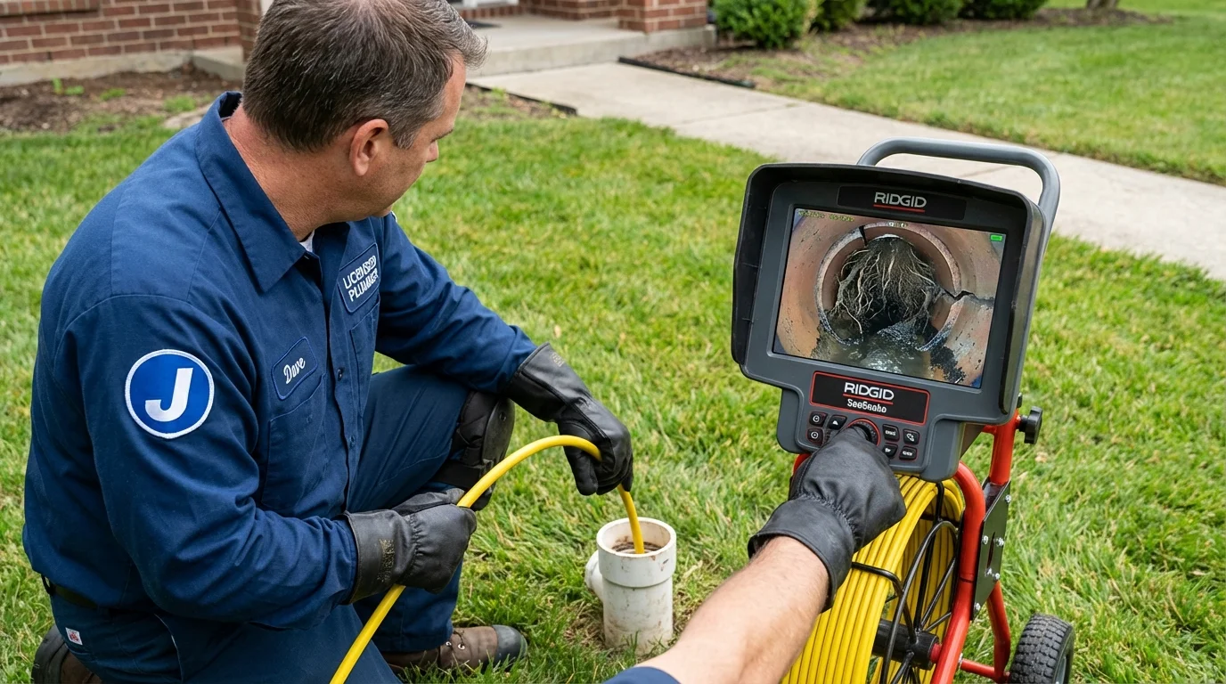 Sewer camera inspection being performed by Johns Plumbing LLC in Gideon